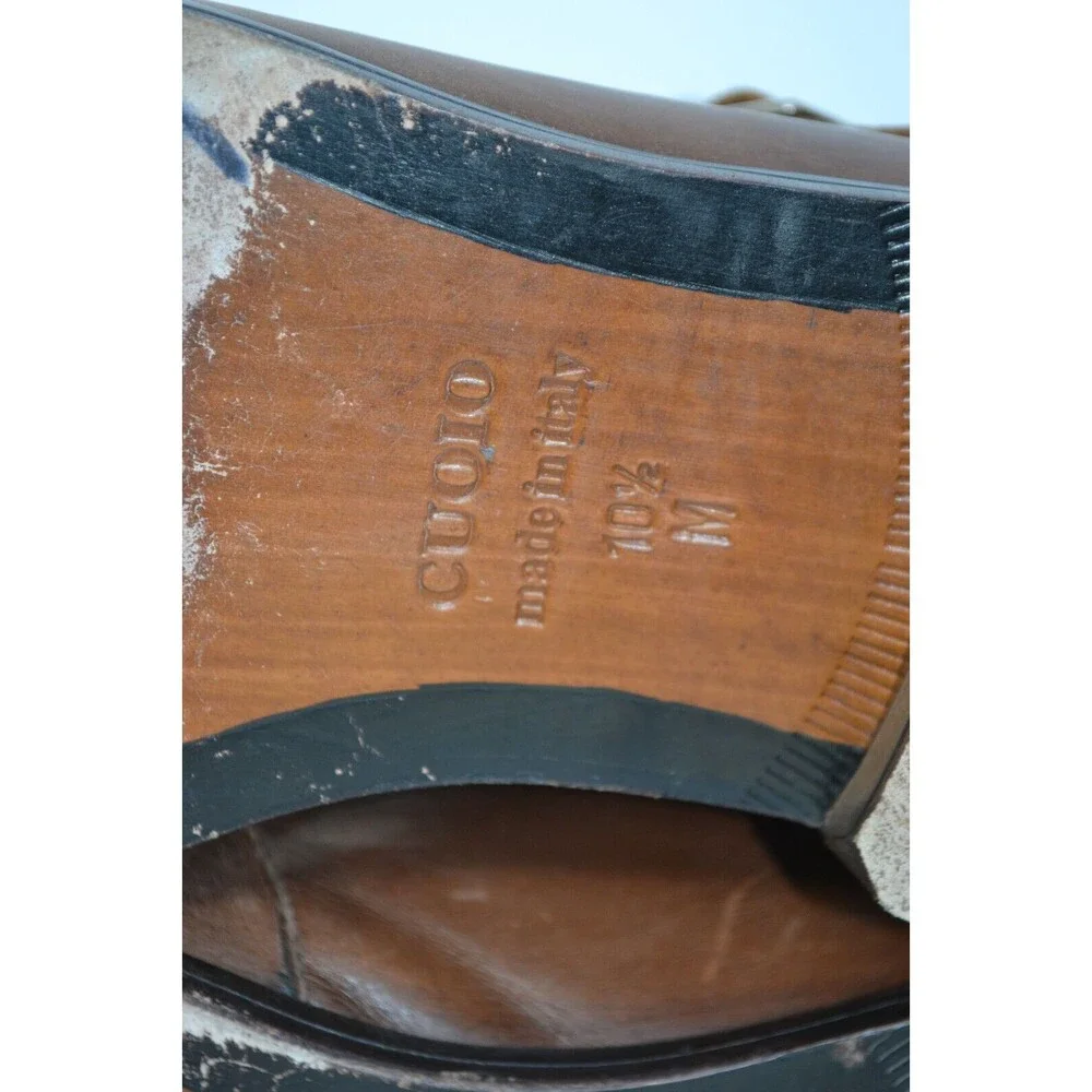 Massimo Matteo 7921 Cuoio Brown Single Monk Dress Shoes Mens 10.5 M Oxford ITALY
